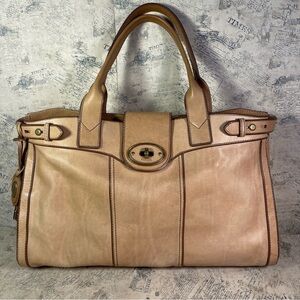 Fossil Reissue Bag Vintage Leather Weekender Satchel Key Charm
